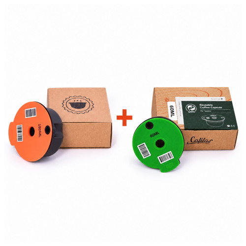 2 navulbare capsules voor Tassimo – 60 ml + 180 ml
